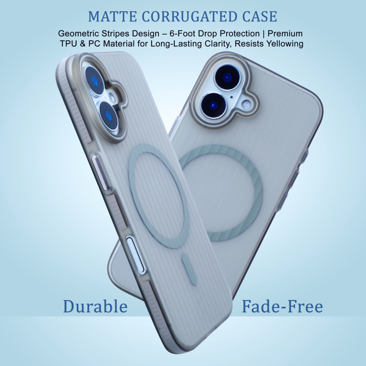 EVOCASE MagSafe SlimFit iPhone 16 Case – Wave Design, Shockproof, Wireless Charging