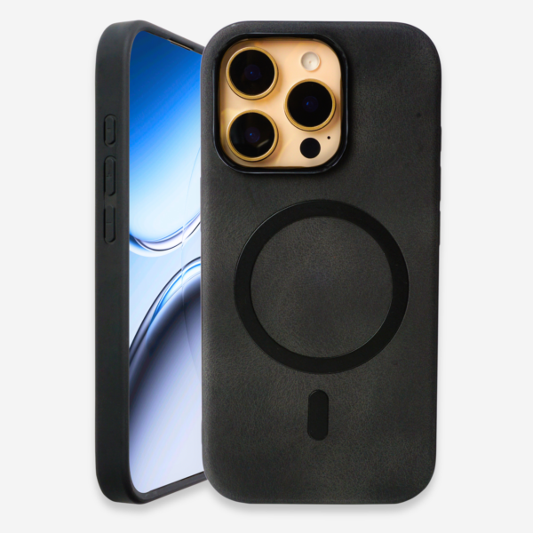EVOCASE Leather MagSafe iPhone 16 Pro Case in Premium Black